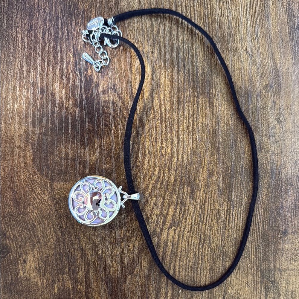Lia Sophia Silver and Black Intricate Pendant Necklace